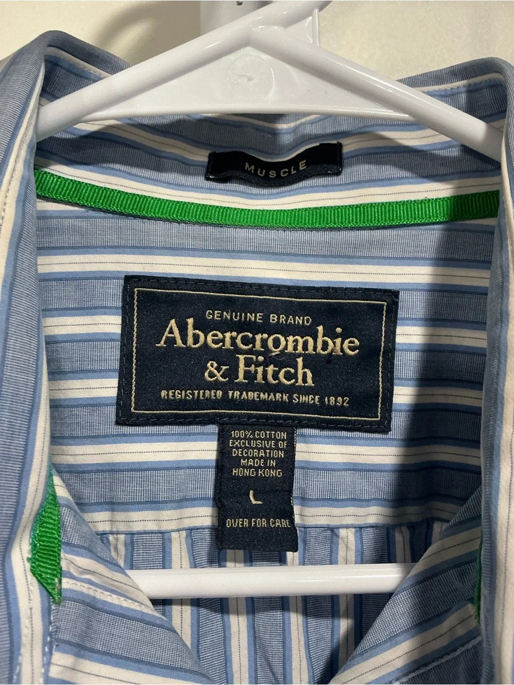 Abercrombie & Fitch Blue and White Vertical Stripe Dress Shirt